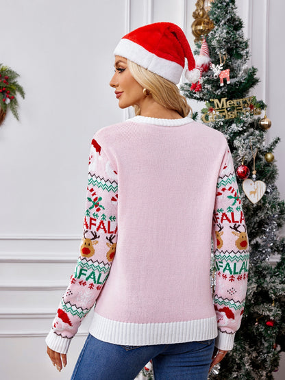 Christmas Element Round Neck Long Sleeve Sweater