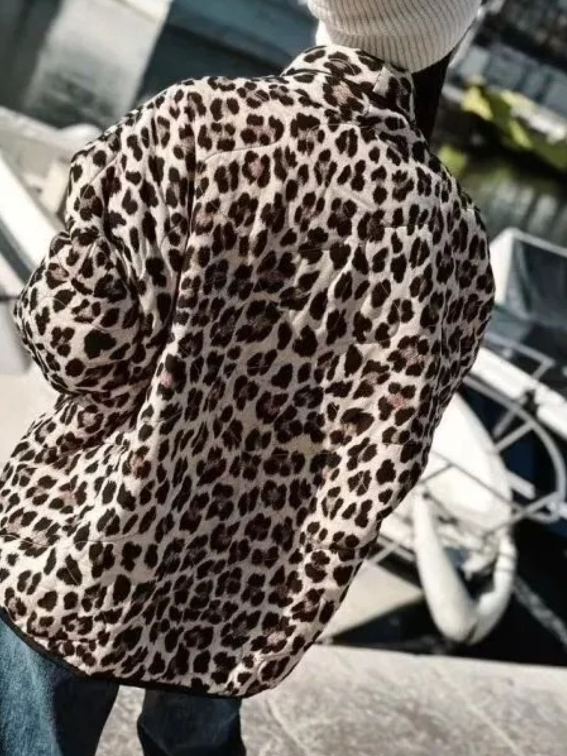 Leopard Open Front Long Sleeve Outerwear