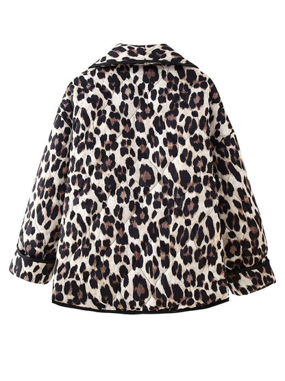 Leopard Open Front Long Sleeve Outerwear