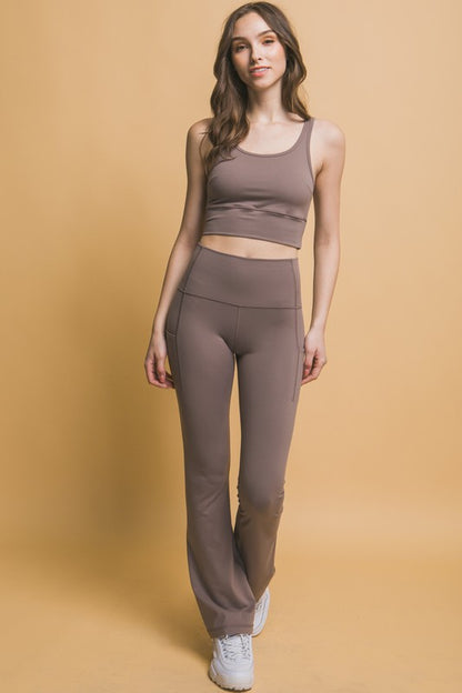 Love Tree High Waist Flare Active Leggings with Side Pockets